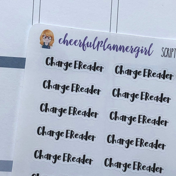 Charge EReader Script Only Planner Stickers