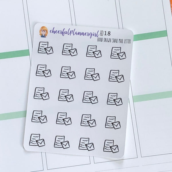 Hand Drawn Snail Mail Letter Planner Stickers