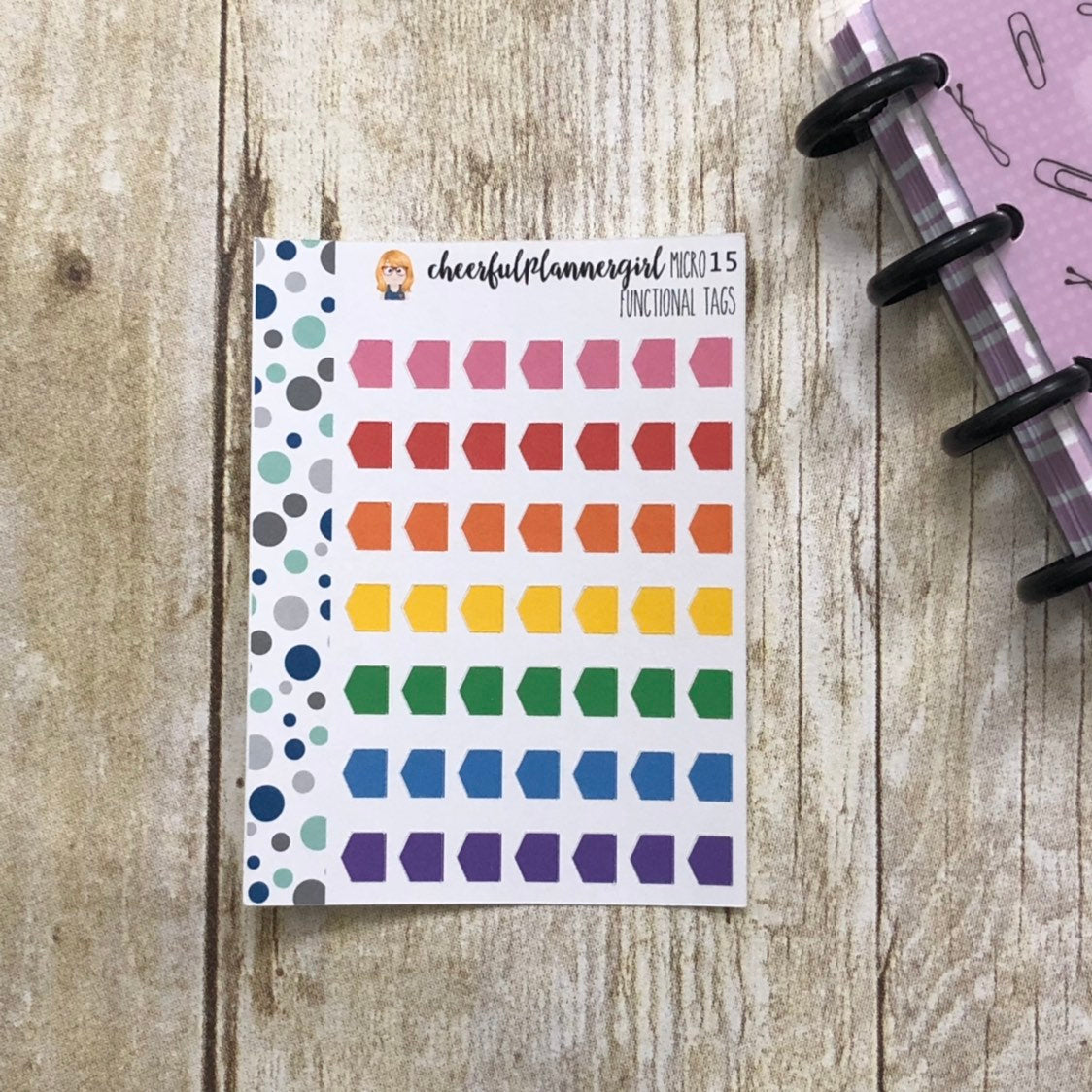 Rainbow Functional Tags Planner Stickers