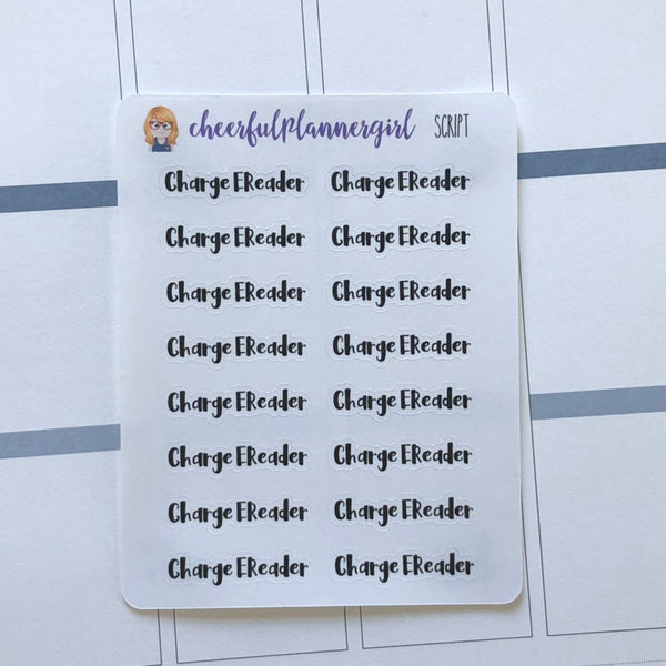 Charge EReader Script Only Planner Stickers