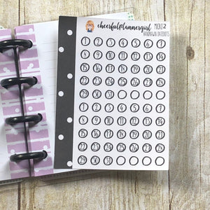Itty Bitty Hand Drawn Date Dots Micro Planner Stickers