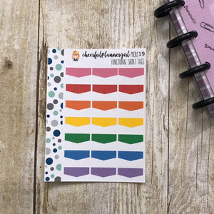 Rainbow Functional Short Tags Planner Stickers