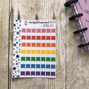 Rainbow Functional Flags Planner Stickers