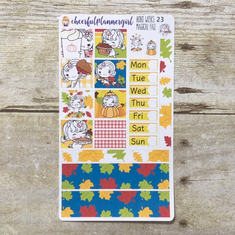 Hobonichi Weeks Magical Fall Unicorn Weekly Planner Stickers