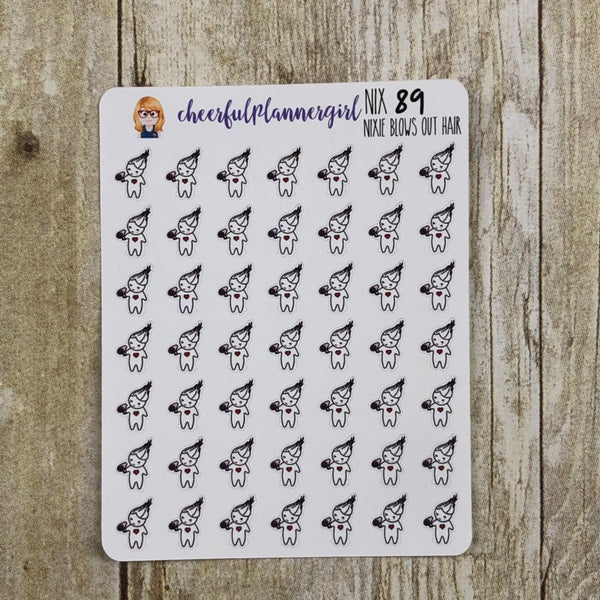 Nixie Blows out Hair Planner Stickers