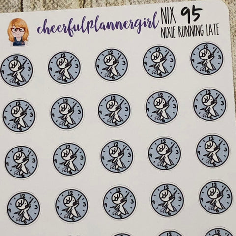 Nixie Running Late Planner Stickers