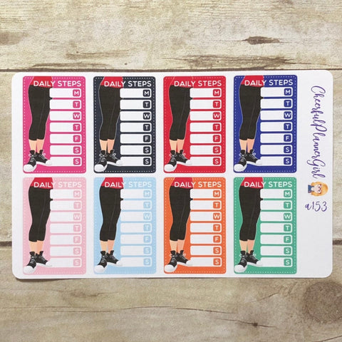 Daily Steps Weekly Tracker Box Planner Stickers