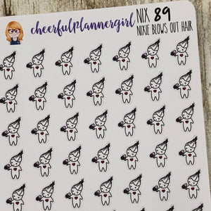 Nixie Blows out Hair Planner Stickers
