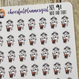 Nixie and her cat Tabby Planner Stickers