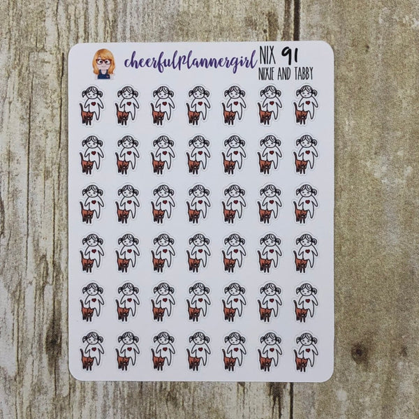 Nixie and her cat Tabby Planner Stickers