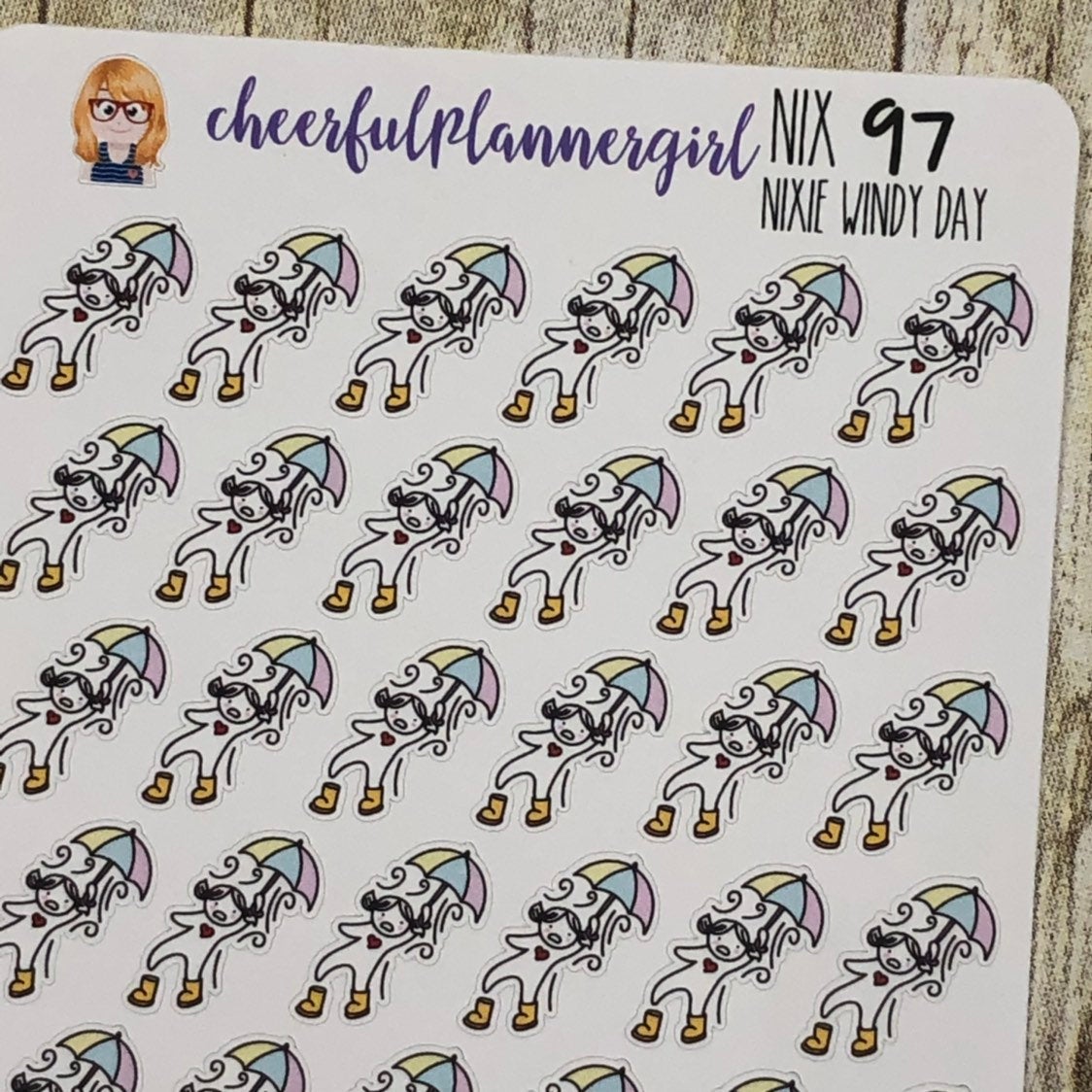 Nixie dealing with a Windy Day Planner Stickers