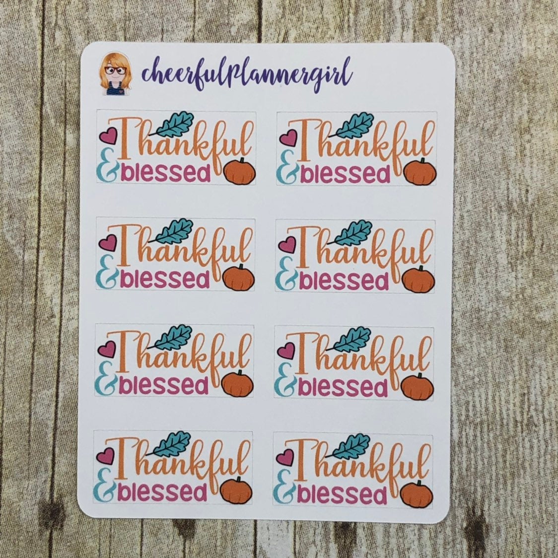 Thankful and Blessed Typography Planner Stickers