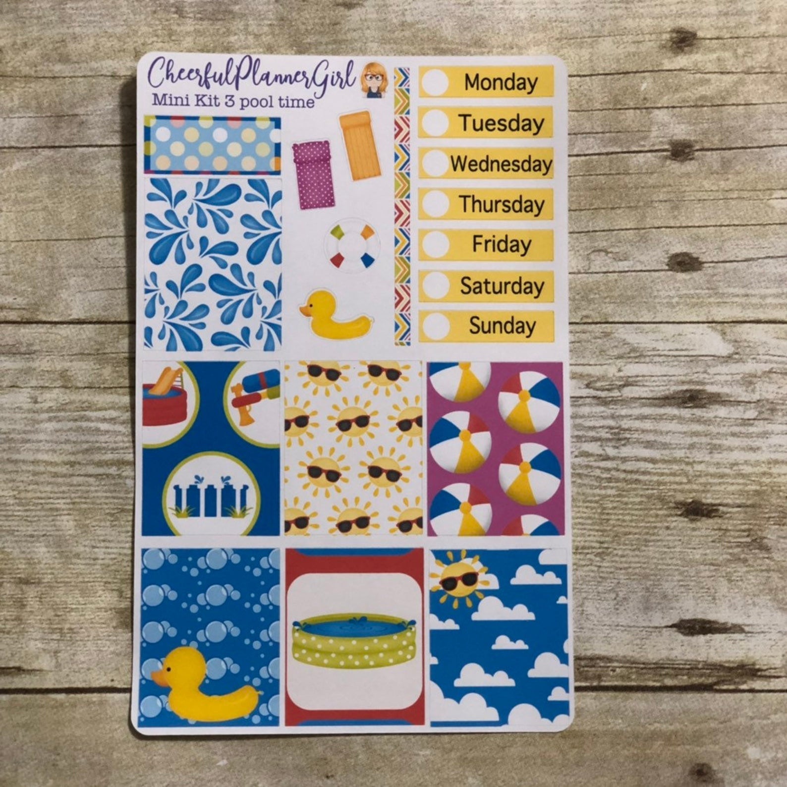 Pool Time Mini Kit Weekly Layout Planner Stickers