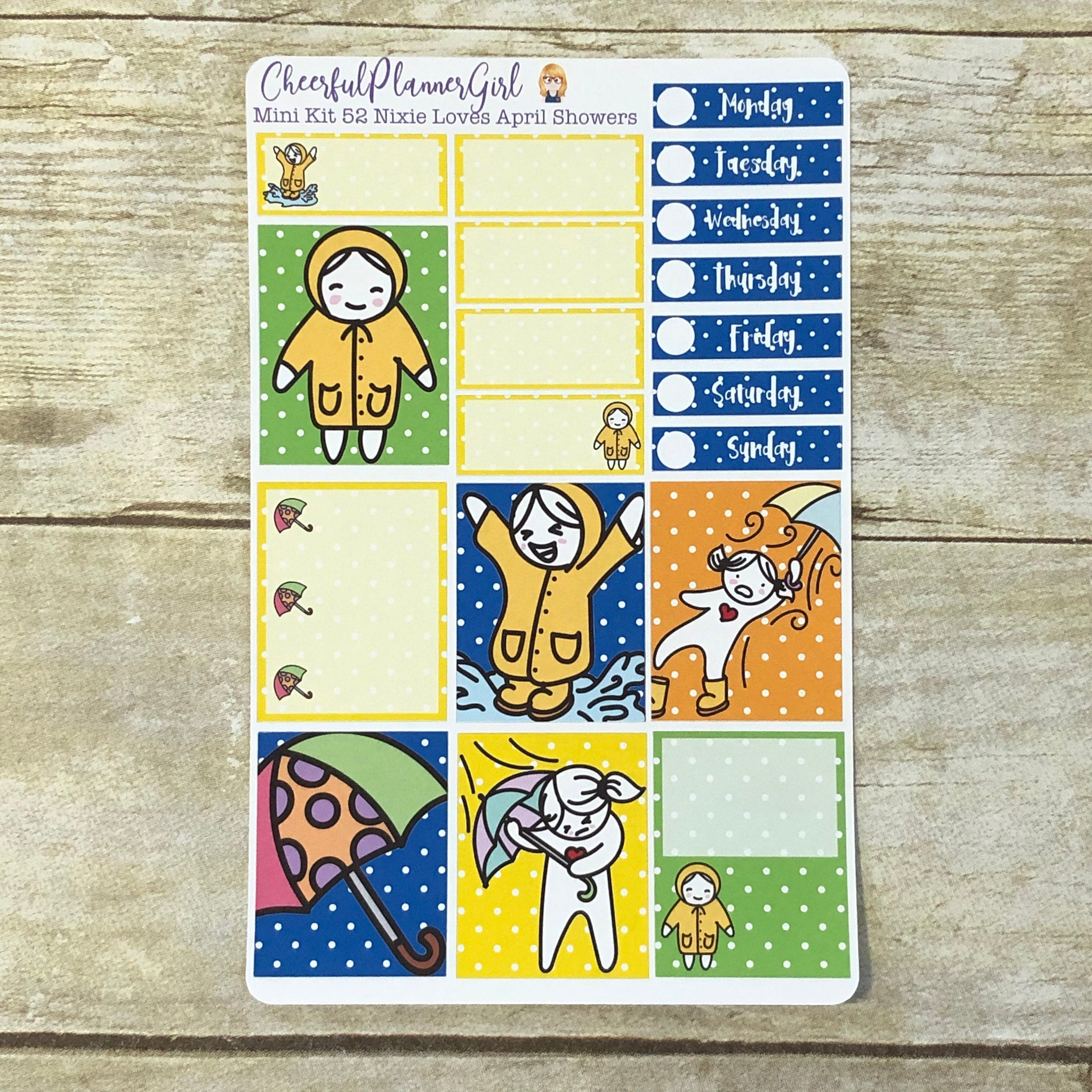 Nixie Loves April Showers Mini Kit Weekly Layout Planner Stickers