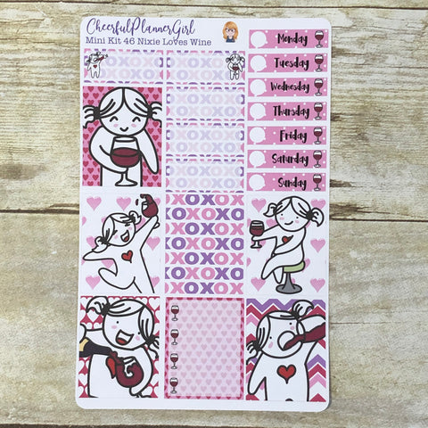 Nixie Loves Wine Mini Kit Weekly Layout Planner Stickers