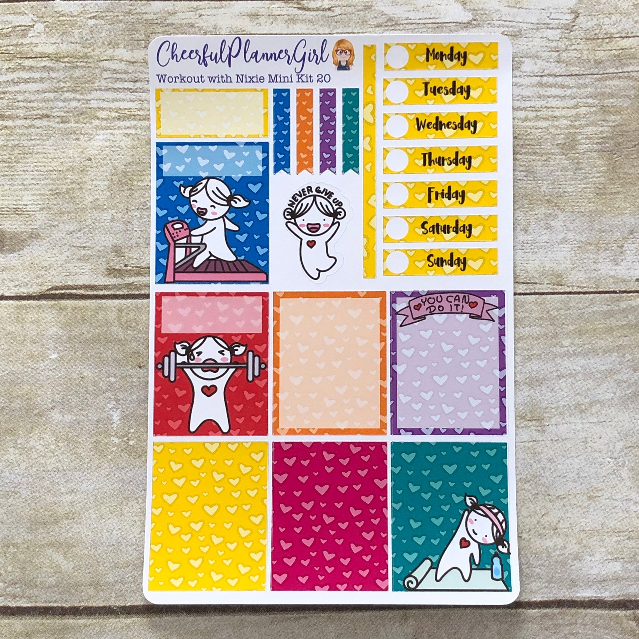 Workout with Nixie Mini Kit Weekly Layout Planner Stickers