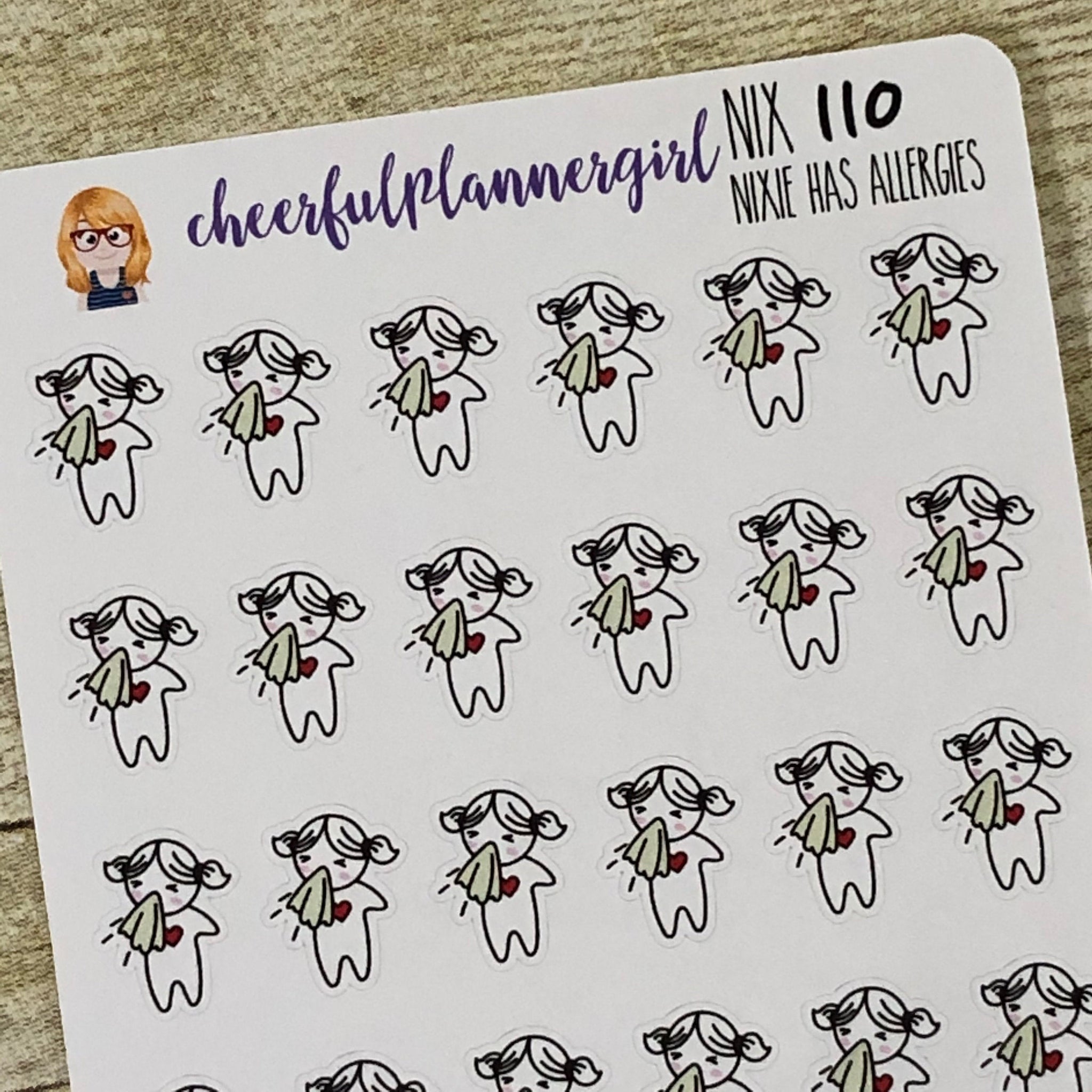 Nixie has Allergies Planner Stickers