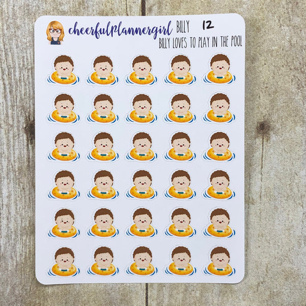 Billy Loves to Play in the Pool Planner Stickers