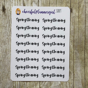 Spring Cleaning Script Planner Stickers