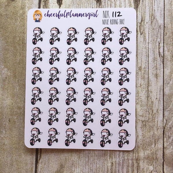 Nixie Riding a Bike Planner Stickers
