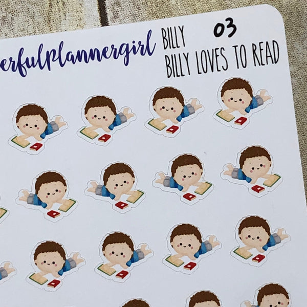 Billy Loves to Read Planner Stickers