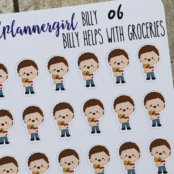 Billy Helps with Groceries Planner Stickers