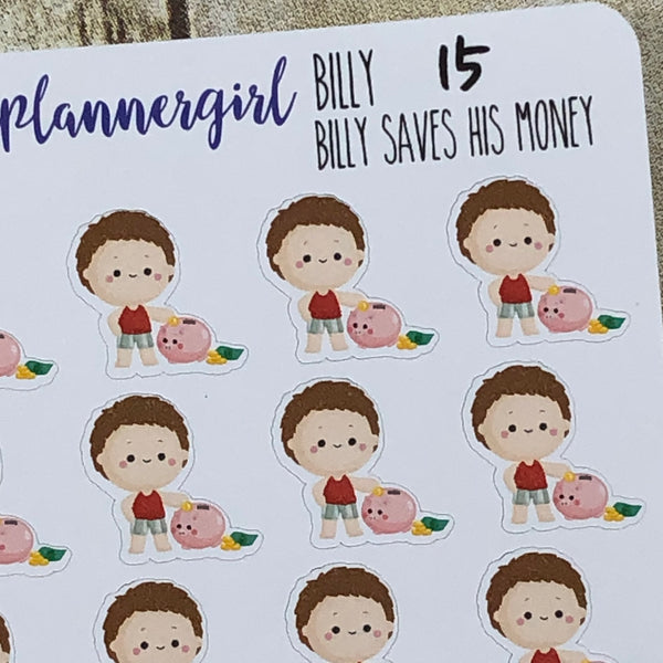 Billy Saves His Money Planner Stickers