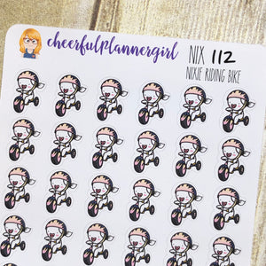 Nixie Riding a Bike Planner Stickers