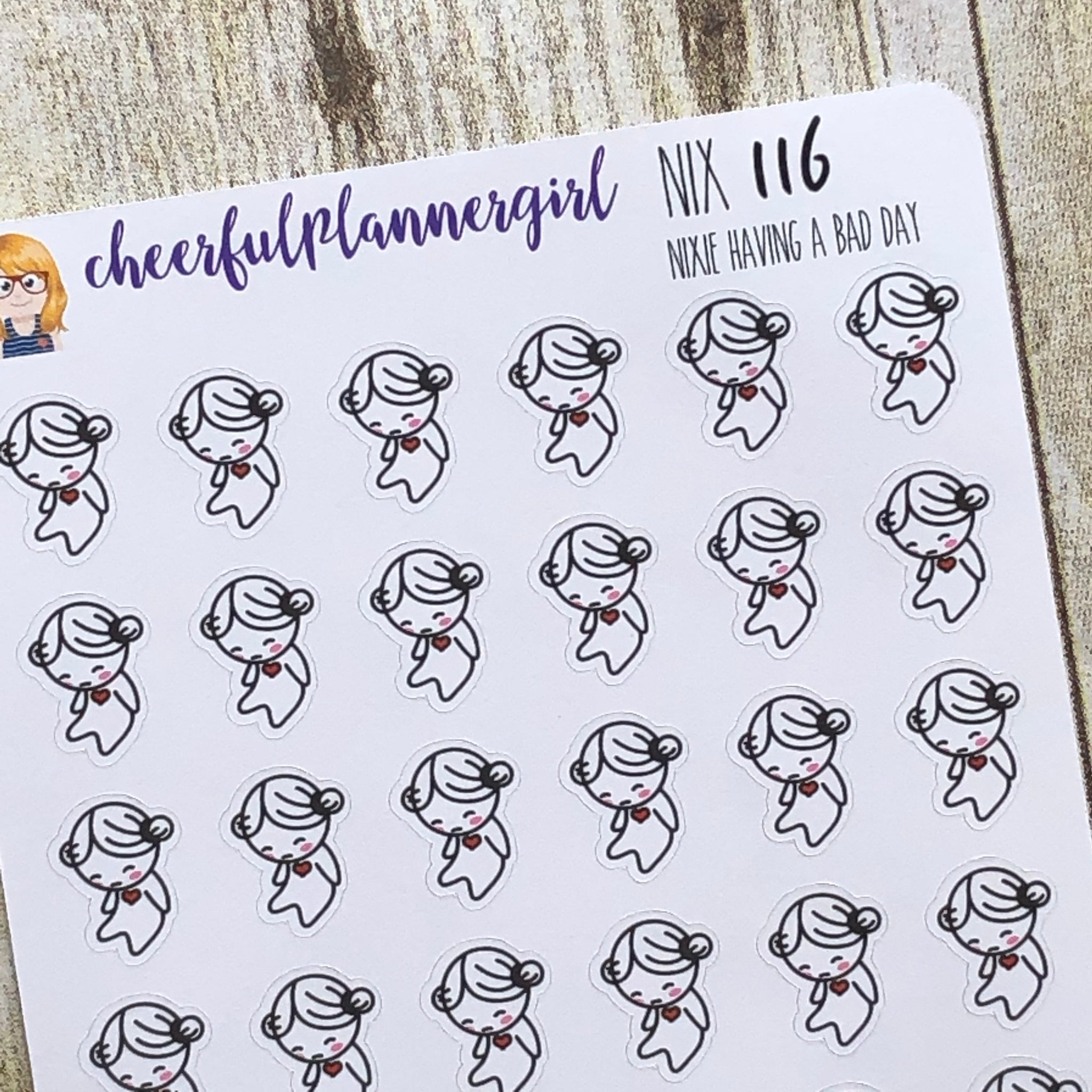 Nixie Having a Bad Day Planner Stickers