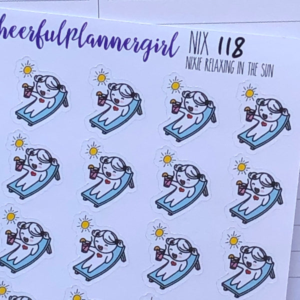 Nixie Relaxing In The Sun Planner Stickers