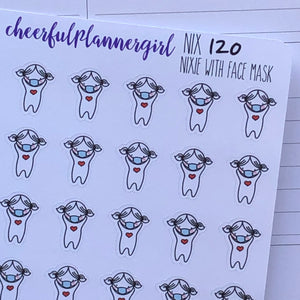 Nixie with Face Mask Planner Stickers