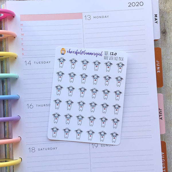 Nixie with Face Mask Planner Stickers