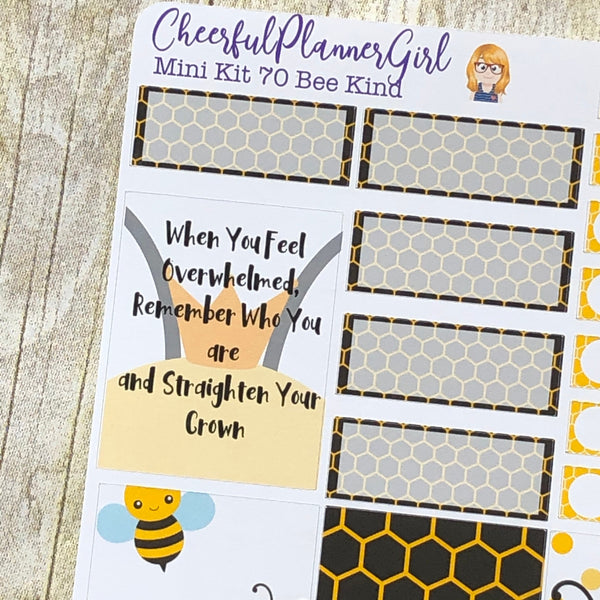 Bee Kind Mini Kit Weekly Layout Planner Stickers