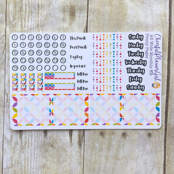 Rainbow Monthly Layout Kit for Penny Pages A5Wide Planner