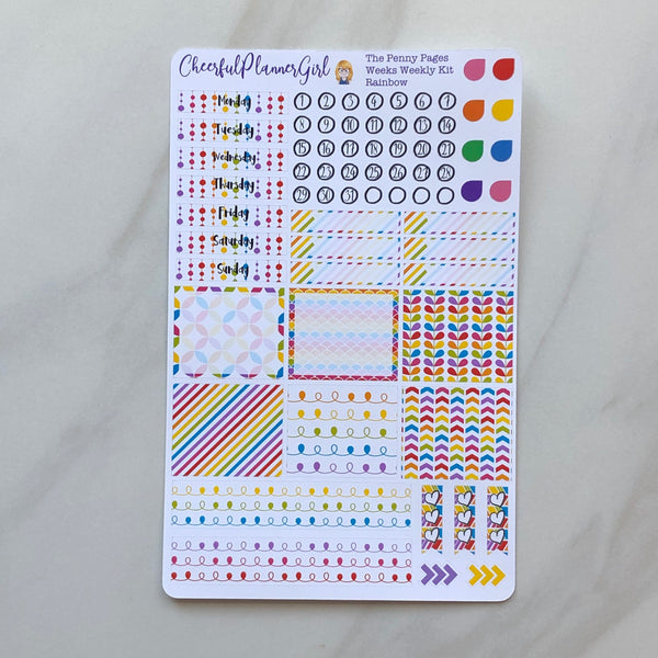 Rainbow Weekly Layout Kit for Penny Pages Weeks Planner