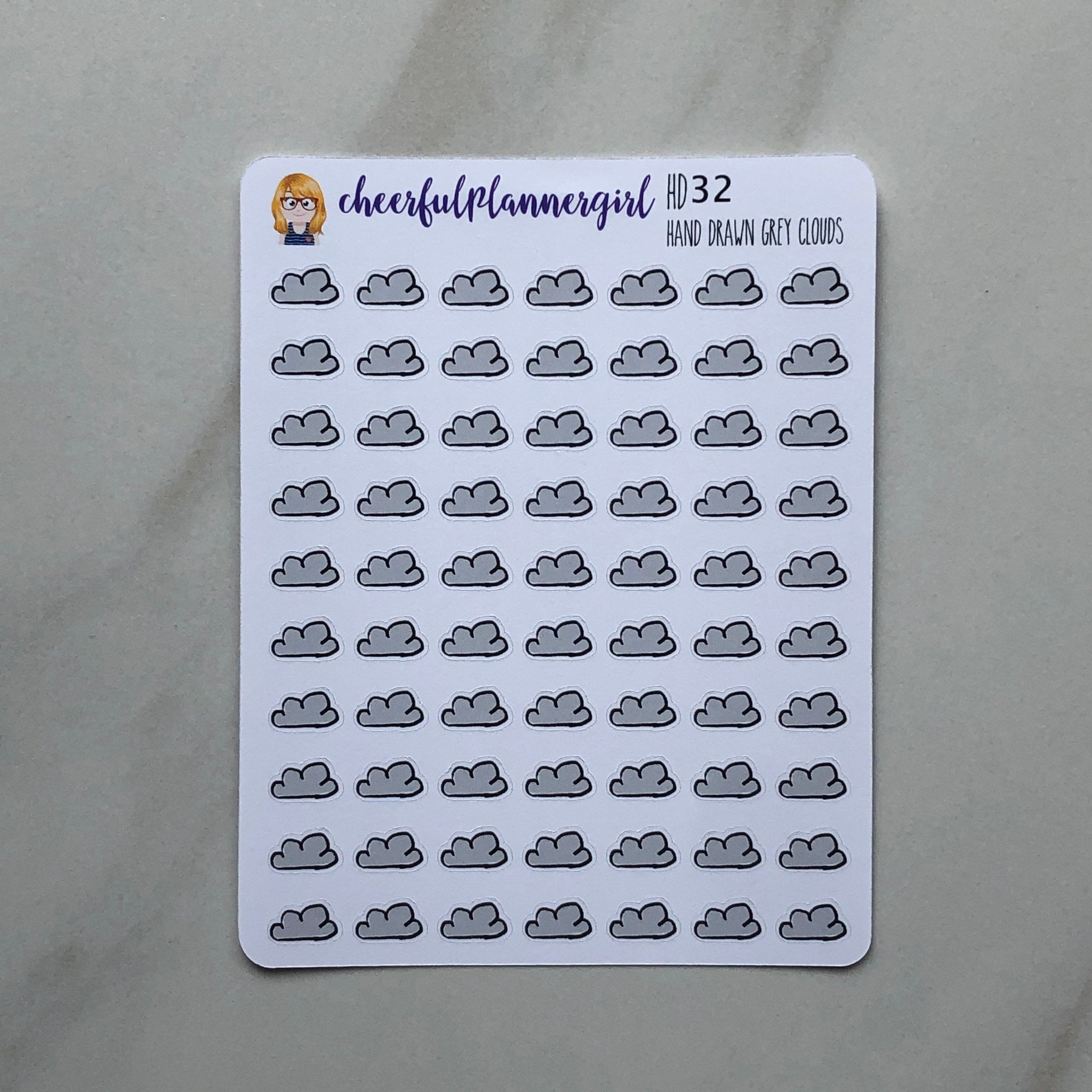 Hand Drawn Grey Clouds Planner Stickers