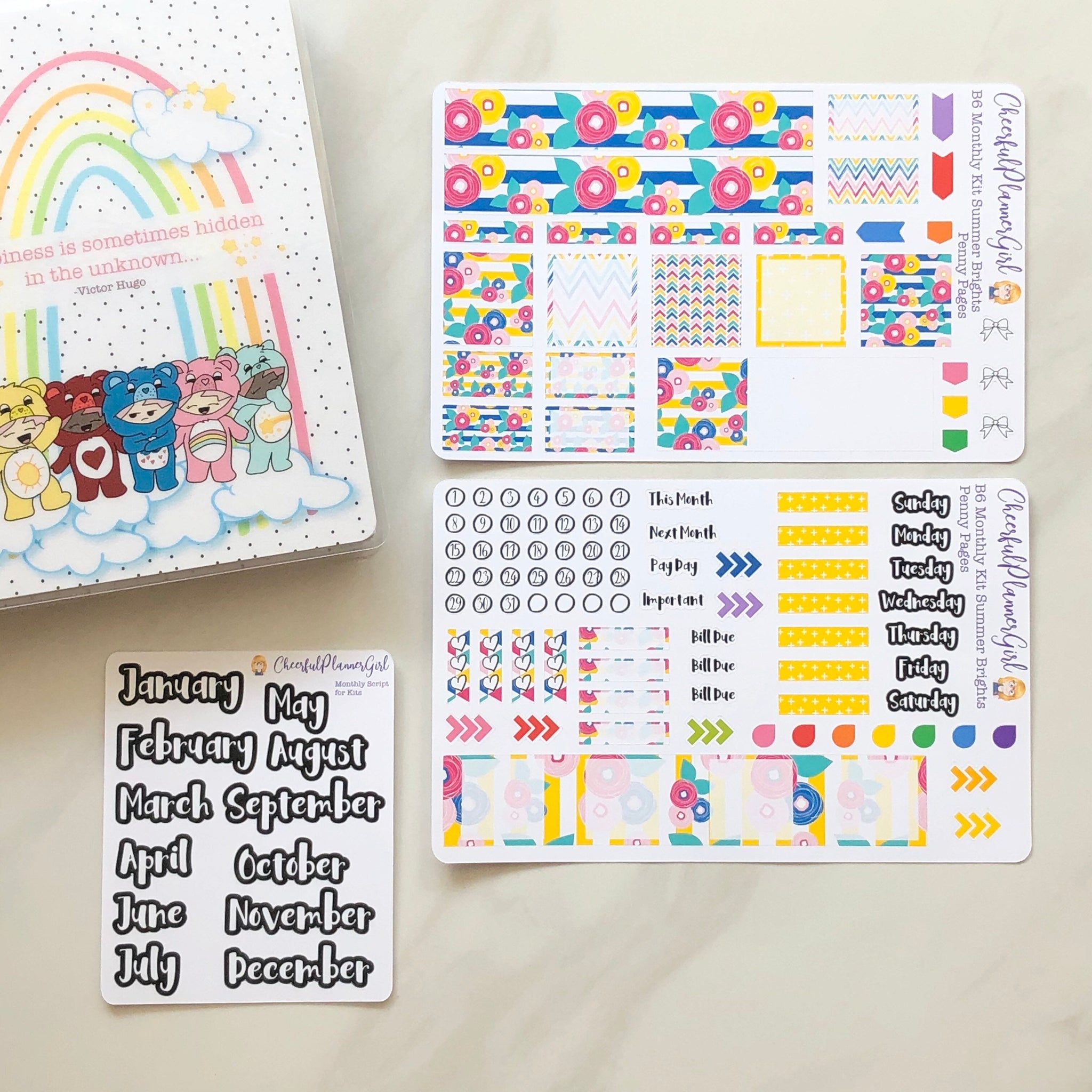 Summer Brights Monthly Layout Kit for Penny Pages B6 Planner