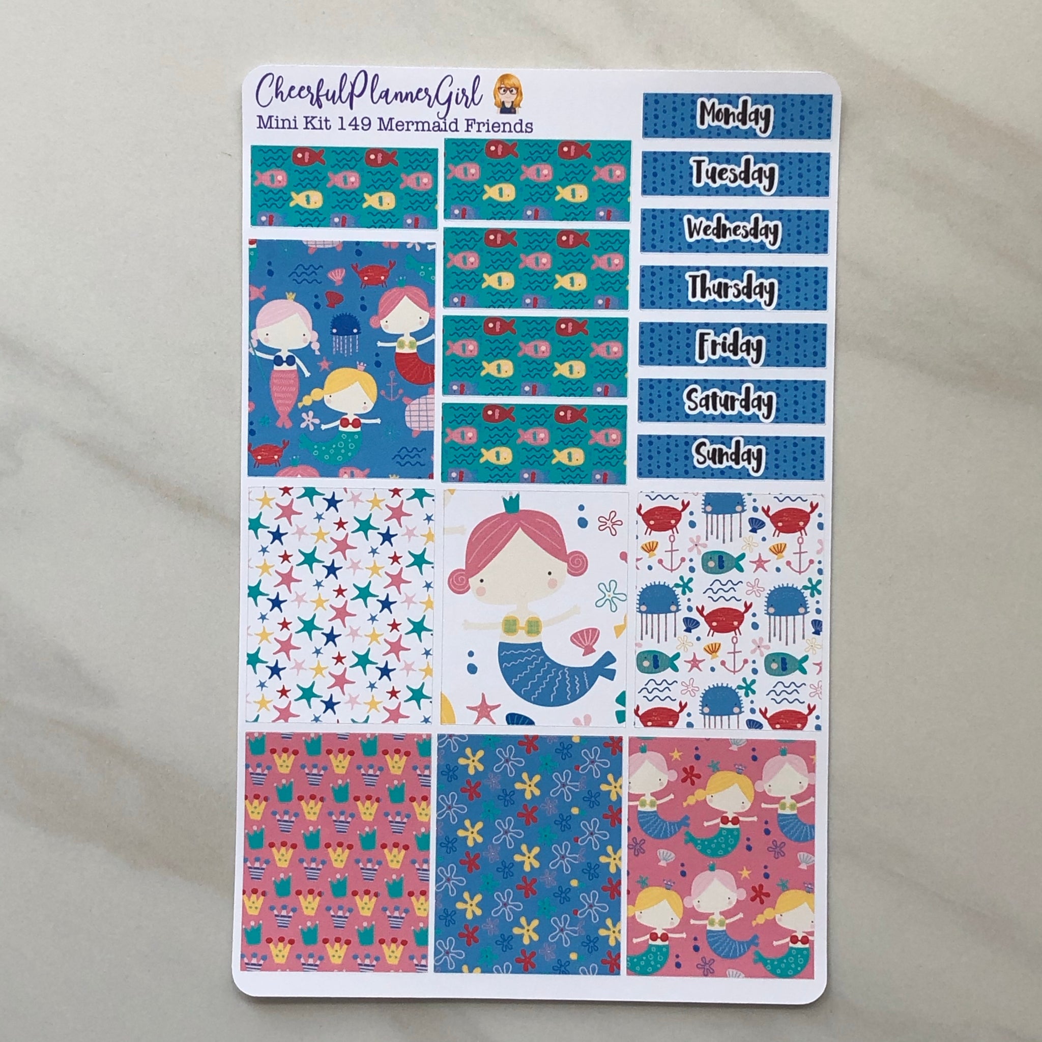 Mermaid Friends Mini Kit Weekly Layout Planner Stickers