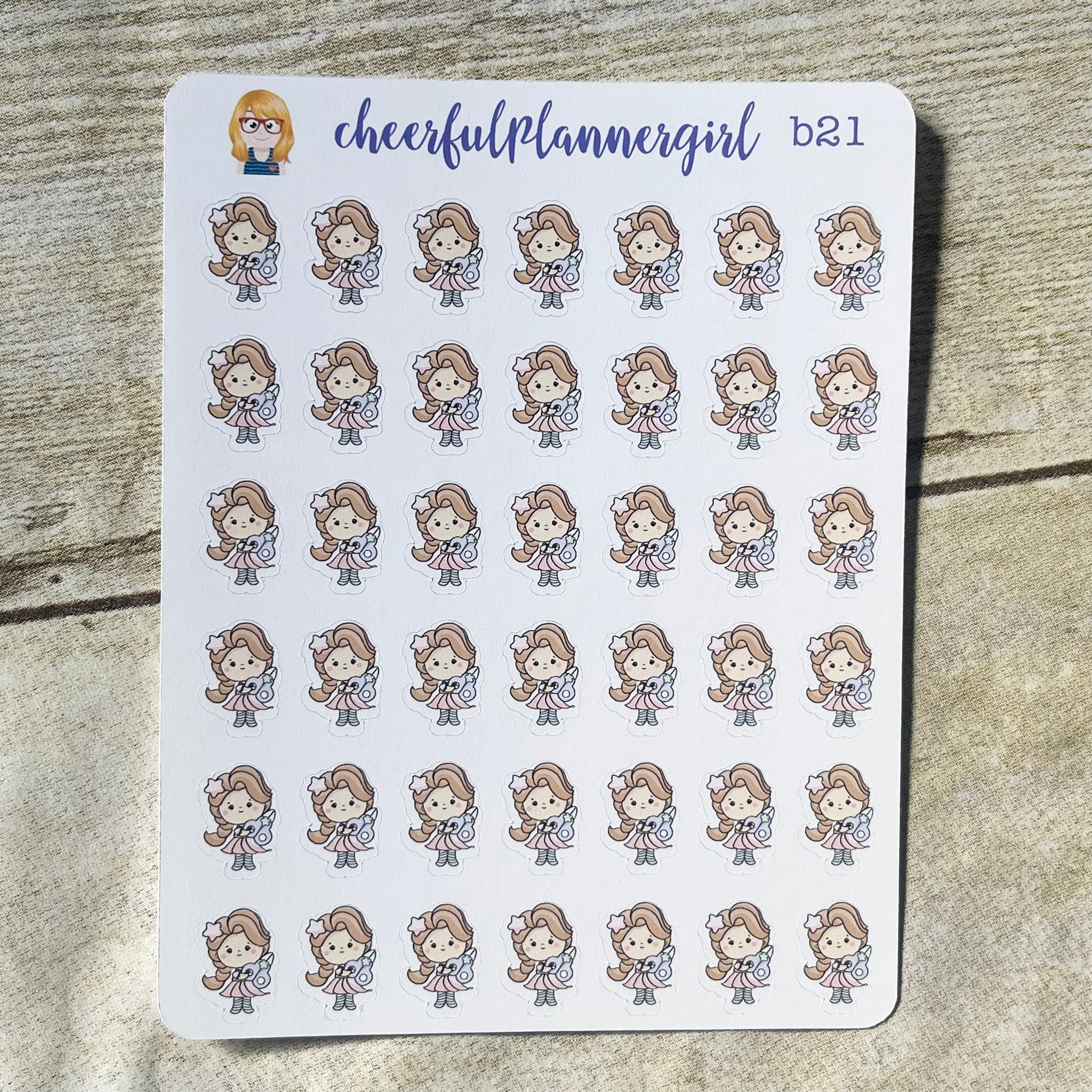 Craft Day Cute Girl holding Scissors Planner Stickers