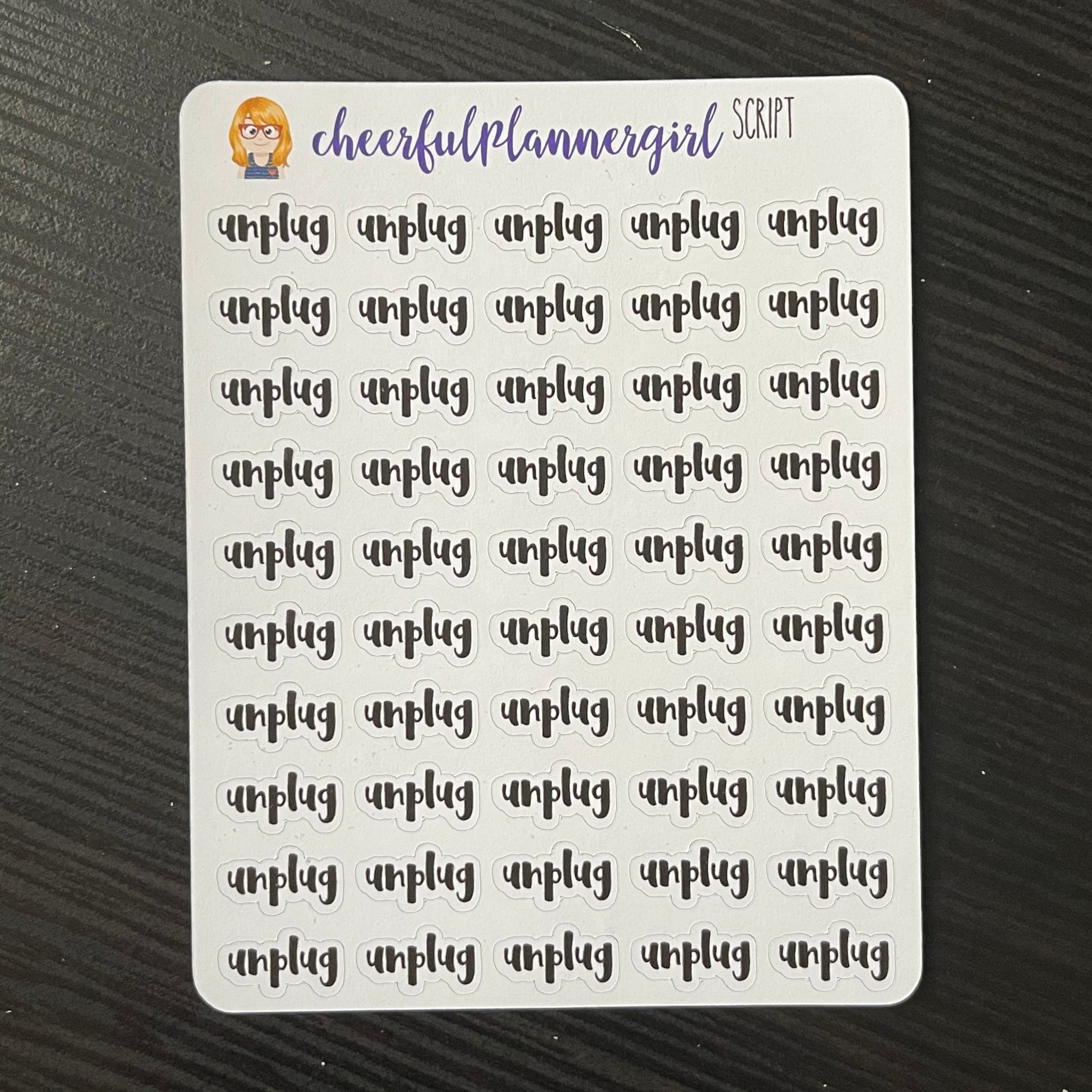 Unplug Script Planner Stickers