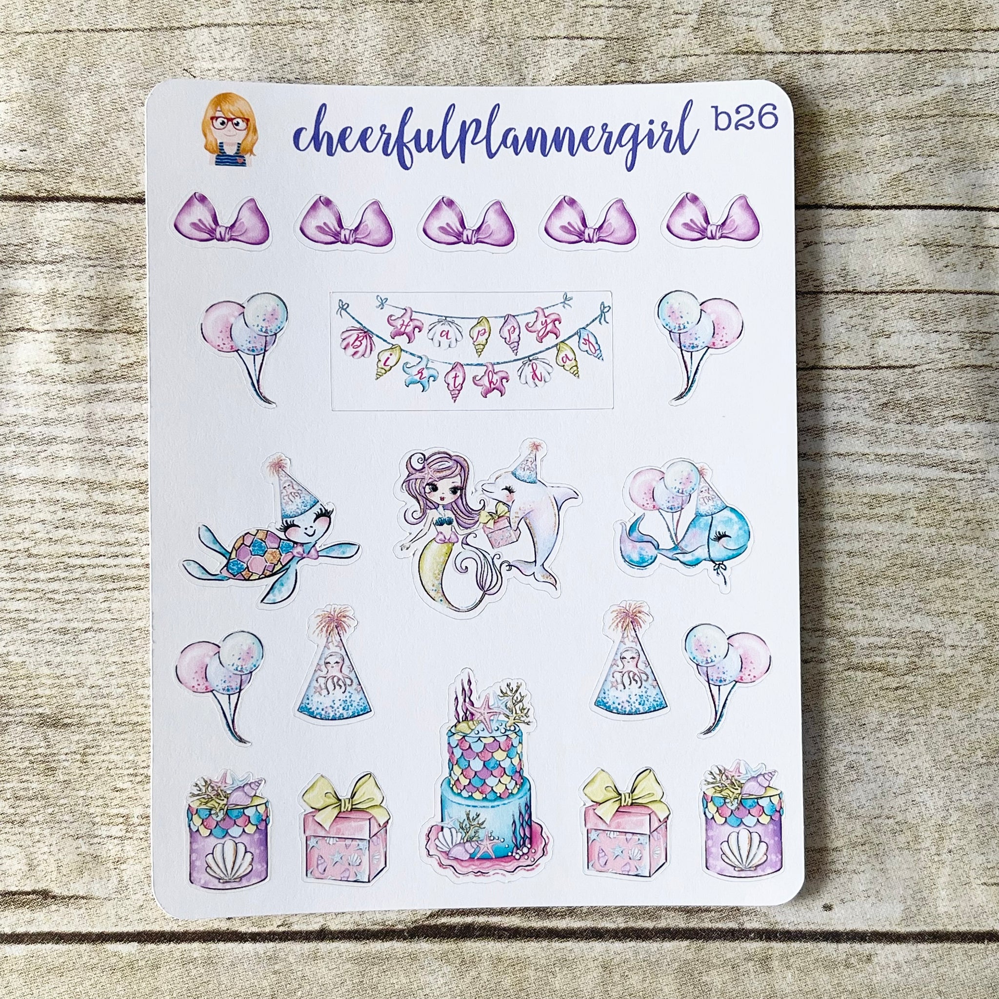 Happy Birthday Mermaid Deco Planner Stickers