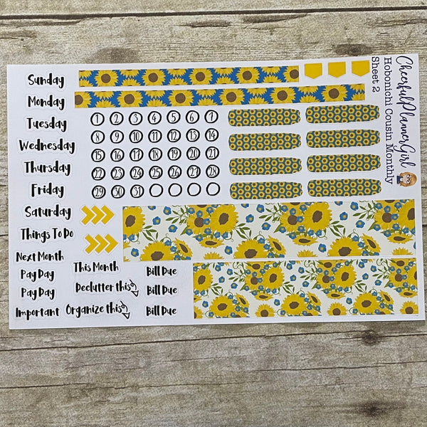 Mothers Day Sunflowers Monthly Kit For Hobonichi Cousin Hobo Techo