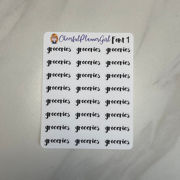 Groceries Script Planner Stickers