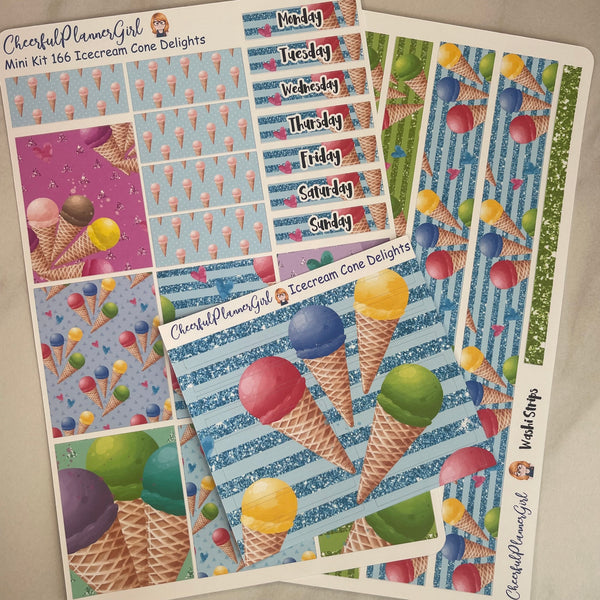 Ice Cream Cone Delights Mini Kit Weekly Layout Planner Stickers
