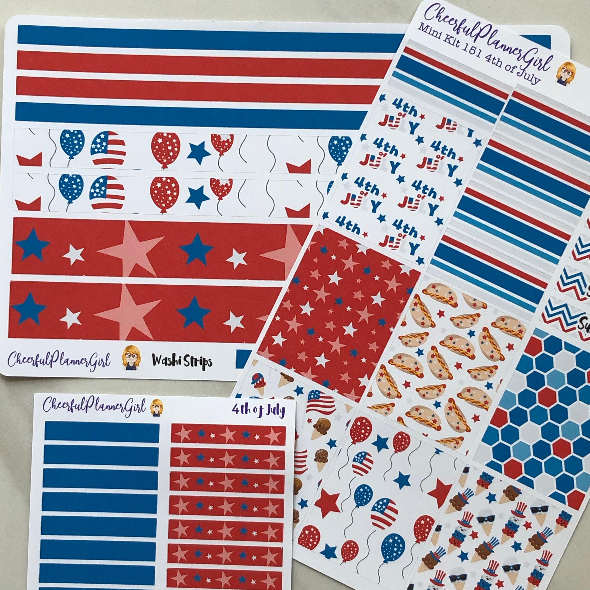 4th of July Mini Kit with Extras Weekly Layout Planner Stickers –  CheerfulPlannerGirl