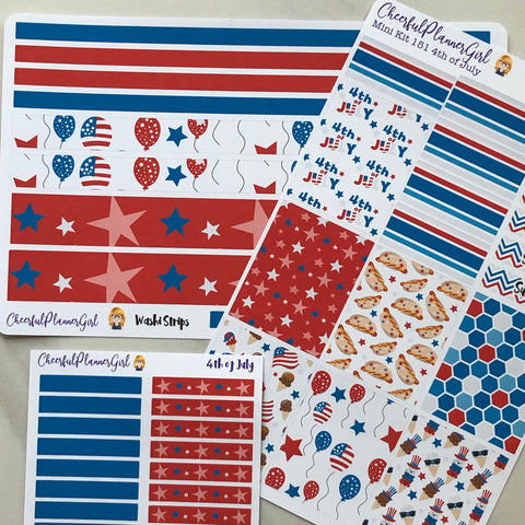 4th of July Mini Kit with Extras Weekly Layout Planner Stickers