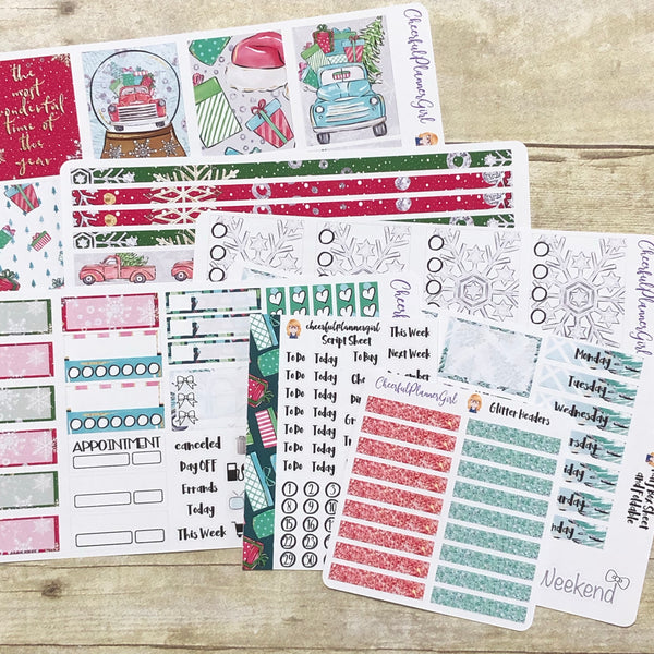 Christmas Truck Standard Vertical Full Kit Weekly Layout Planner Stickers