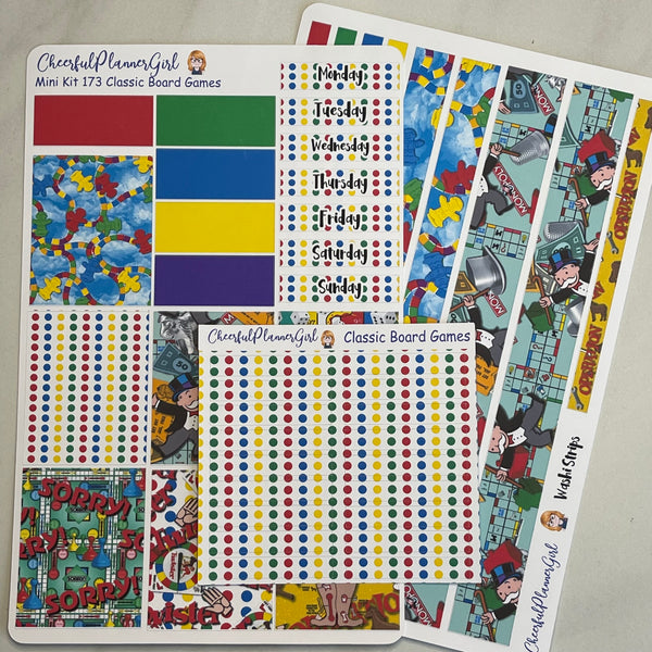 Classic Board Games Mini Kit Weekly Layout Planner Stickers