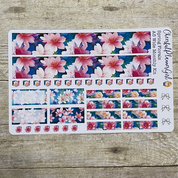 Spring Florals Monthly Layout kit for A5 Wide Planners