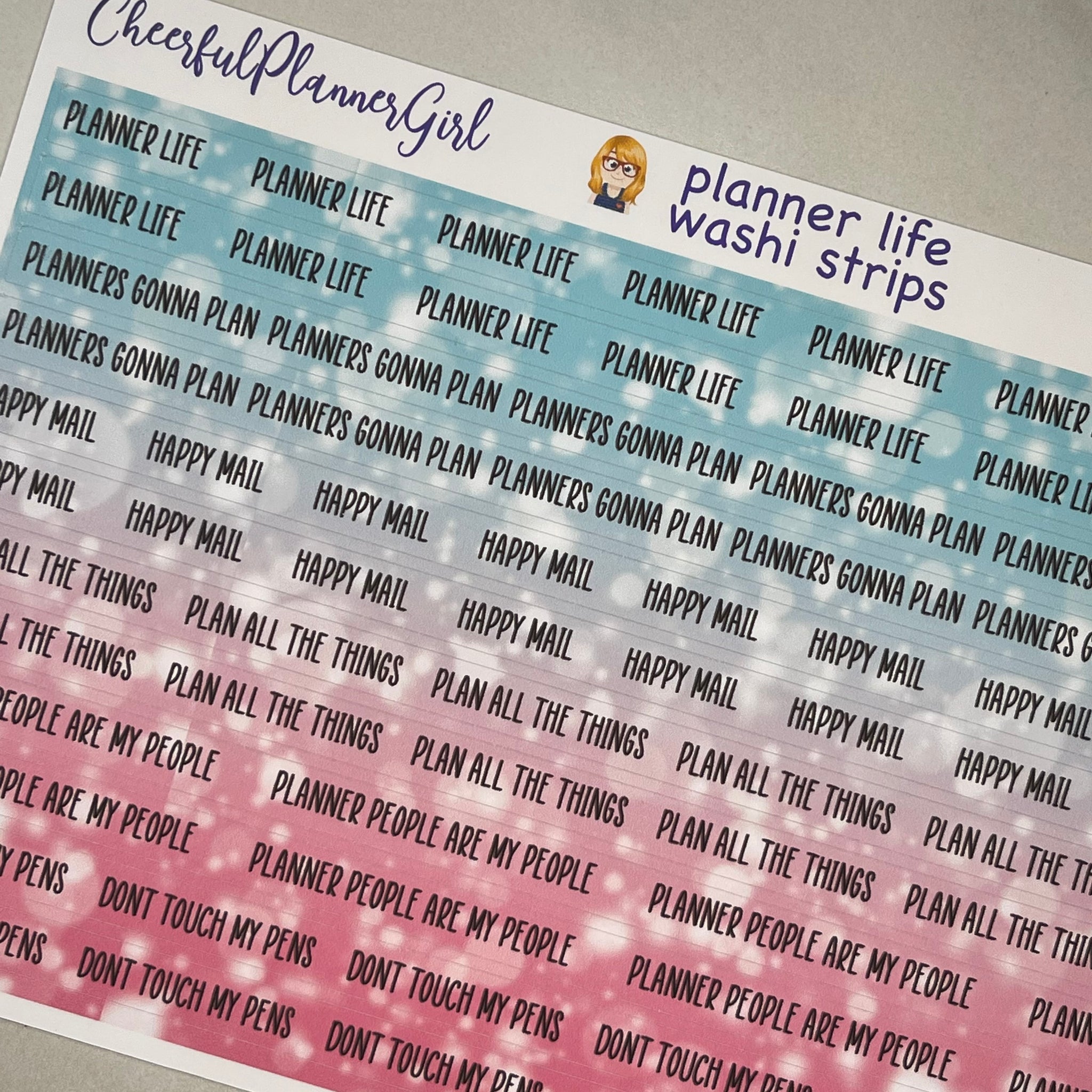 Planner Life Washi Strips Script Planner Stickers